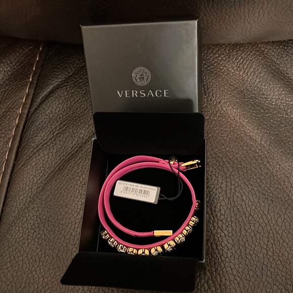 Versace women’s satin silk leather heart shaped crystals chocker necklace NEW - Picture 14 of 14